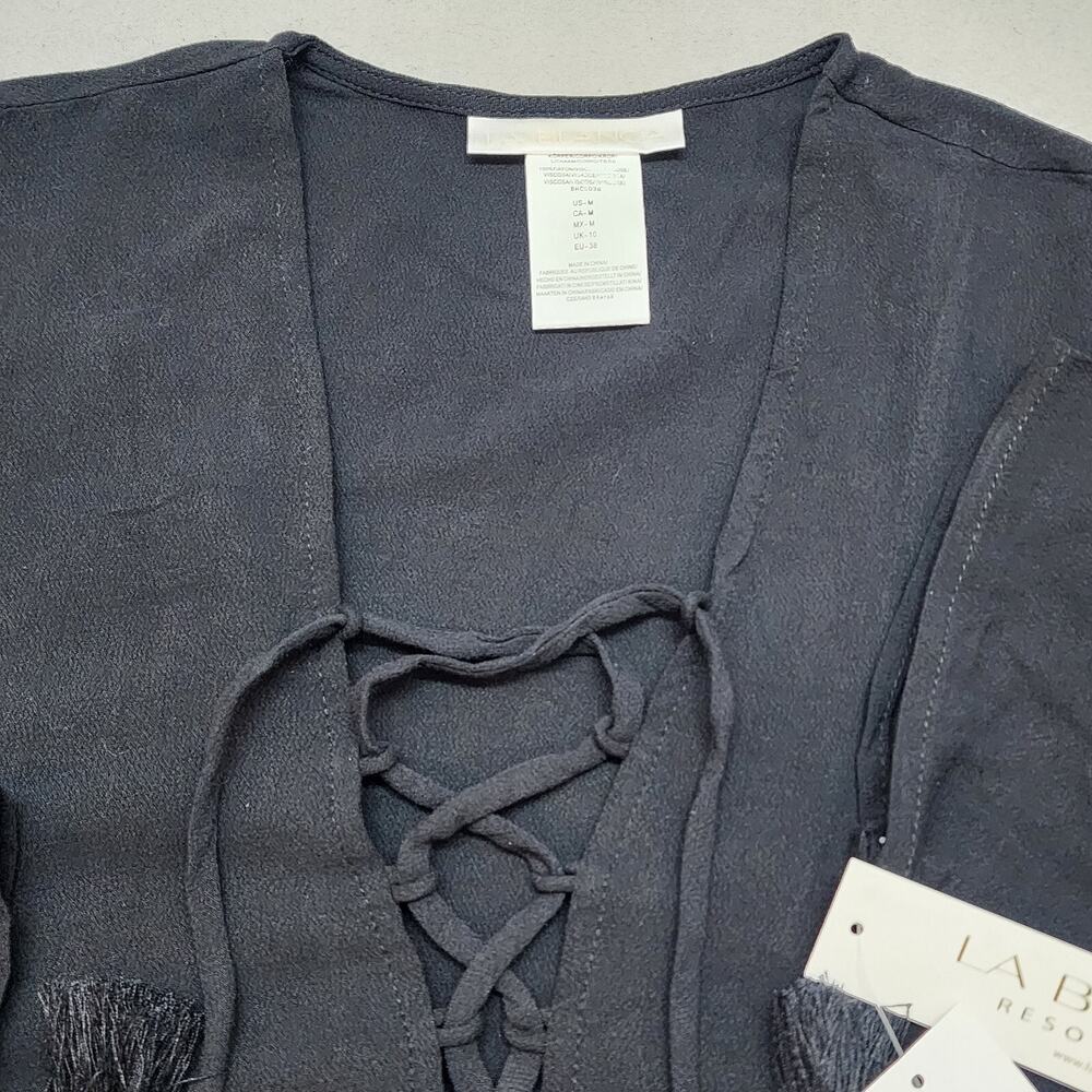 La Blanca Resort Wear Cover‎ Up Dress Tassels Style LB3VL55 Black Size M NWT - Picture 4 of 6